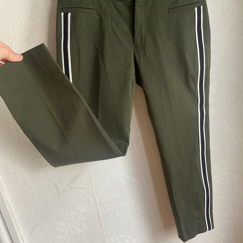 Banana Republic Sloan Pant, Green w/ Black/White Stripes, Size 4